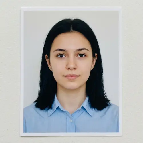 Standard Passport Photo of 18-Year-Old Brunette Woman