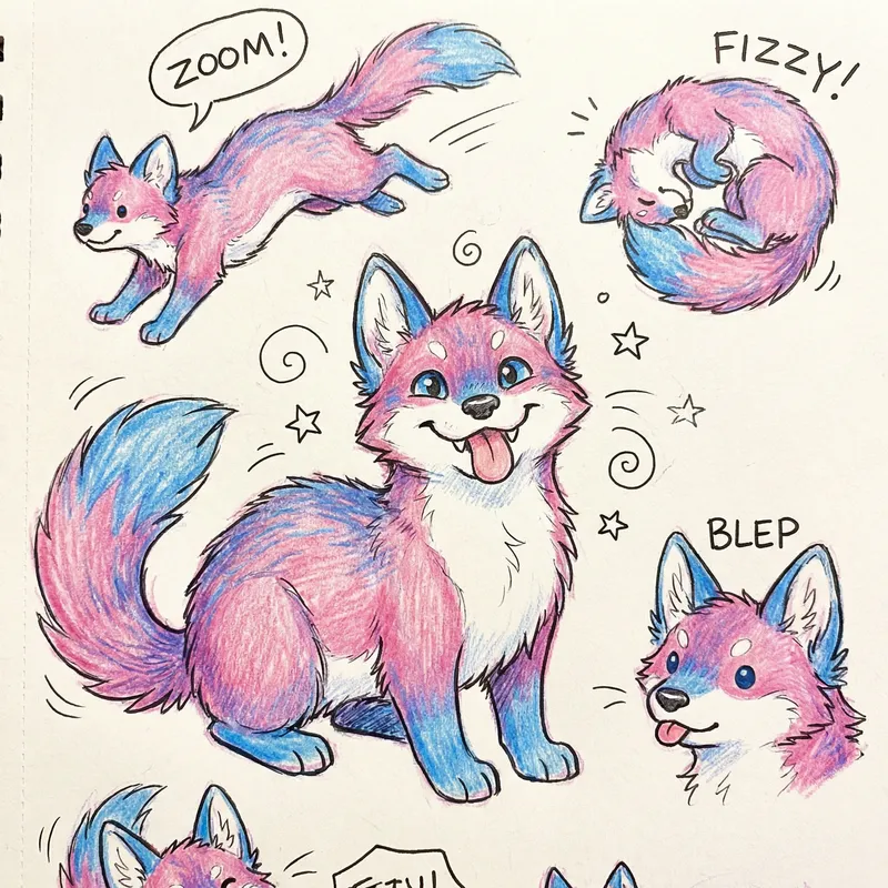 Cute Pink & Blue Ferret-Wolf Hybrid Girl Cute Pink & Blue Ferret-Wolf Hybrid Girl