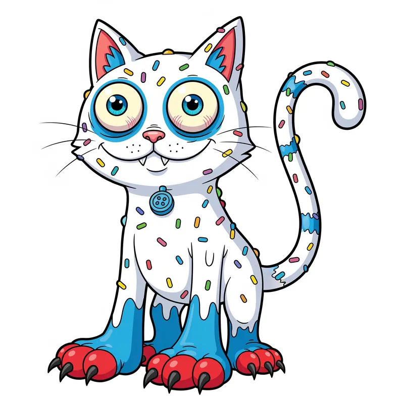 Goopy White Cat: Cute Cartoon Milk Monster