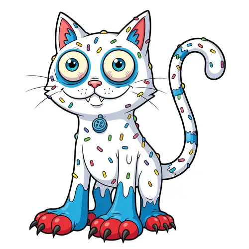 Goopy White Cat: Cute Cartoon Milk Monster
