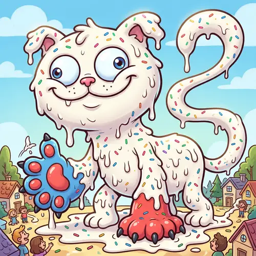 Goopy White Cat: Cute Cartoon Milk Monster
