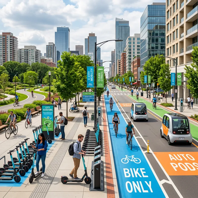 Micro-Mobility Infrastructure: Urban Cityscape Showcase
