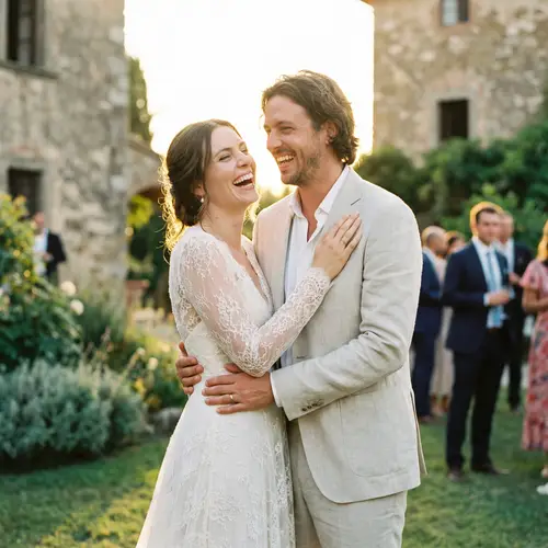 Stunning Bride and Groom Wedding Photo at Golden Hour
