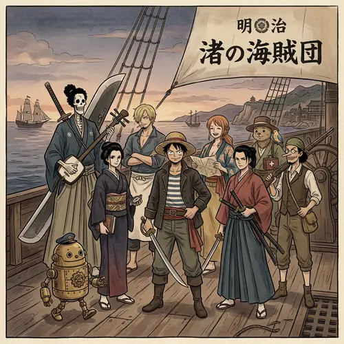 Straw Hat Crew - Unique Group of Adventurers in Silent Voice Art Style