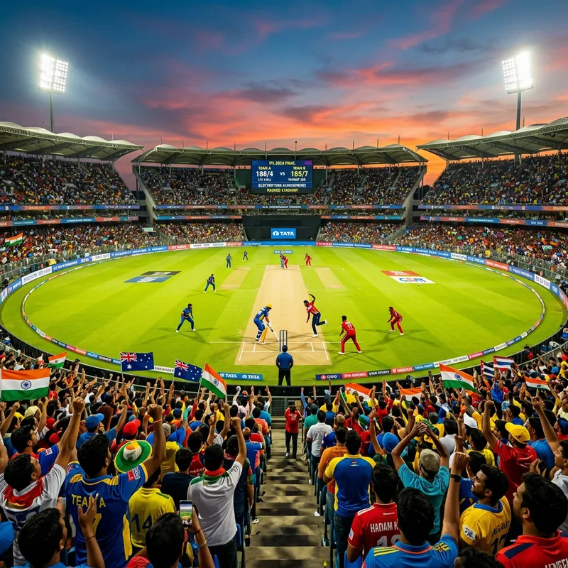 Vibrant Cricket Stadium Spectacle in IPL Match