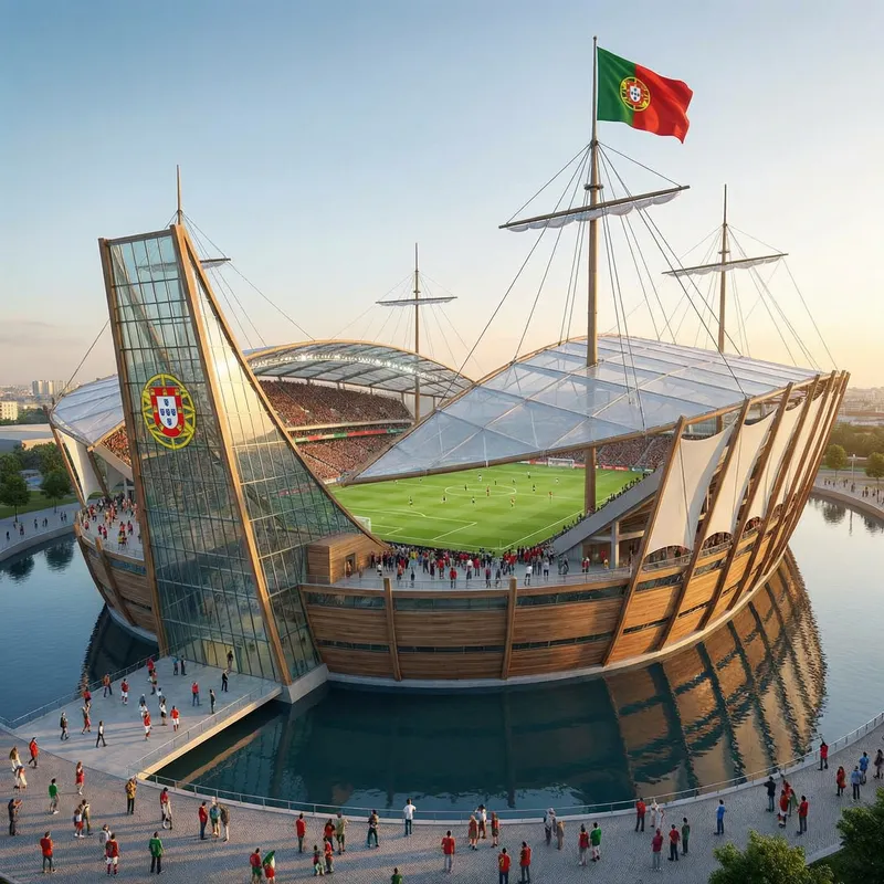 Modern Football Stadium in Portuguese Ship Design