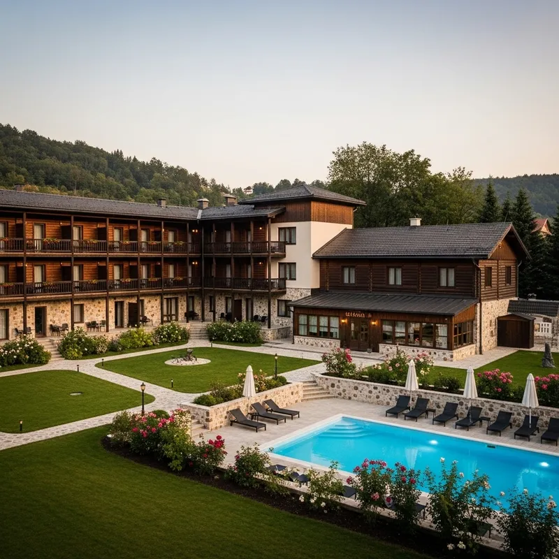 Rustic 4-Level Hotel with Pool & Recreational Area