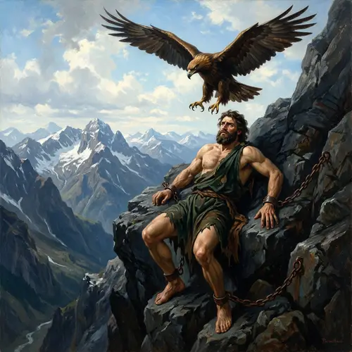 Prometheus Chained: Mythical Figure's Enduring Punishment