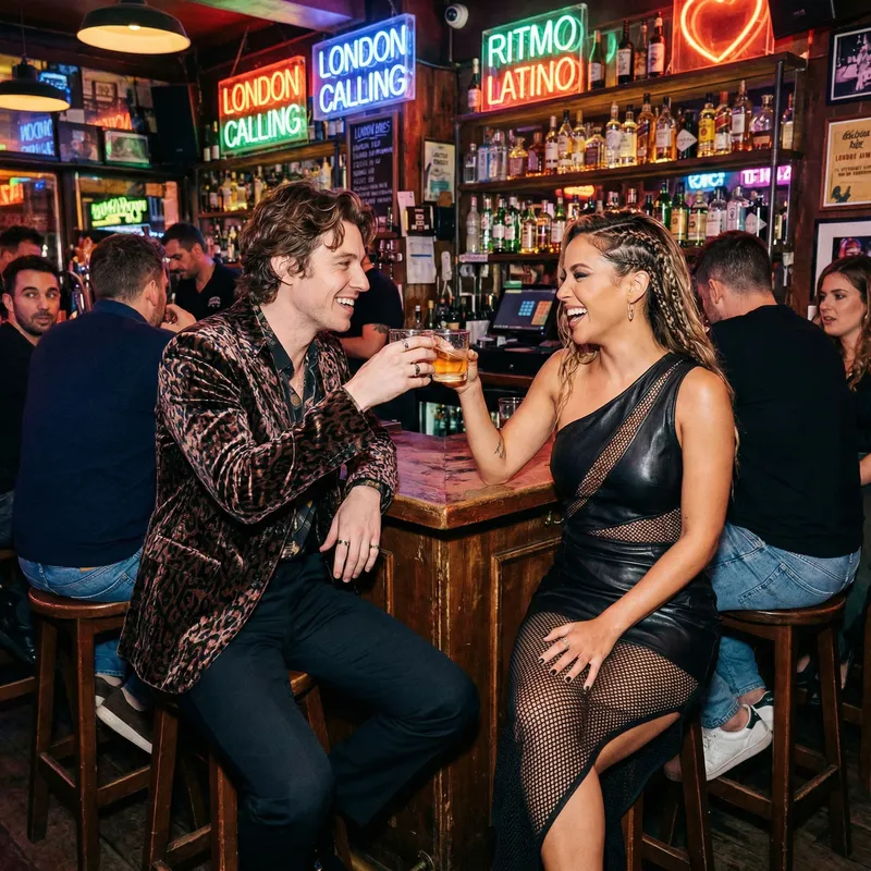 Harry Styles & Bad Gyal Having a Drink at a Lively Bar Harry Styles & Bad Gyal Having a Drink at a Lively Bar