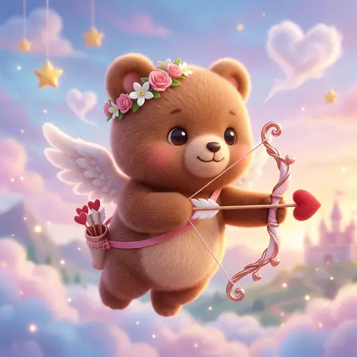 Cute Bear Cupid Animation for Interactive Fun