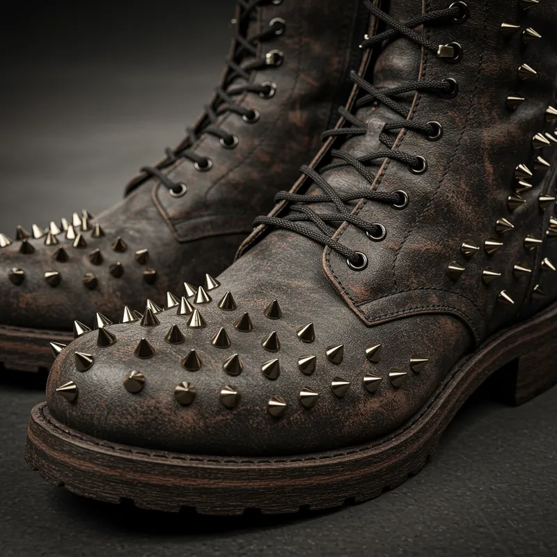 Punk Leather Spiked Boots - Shop Now