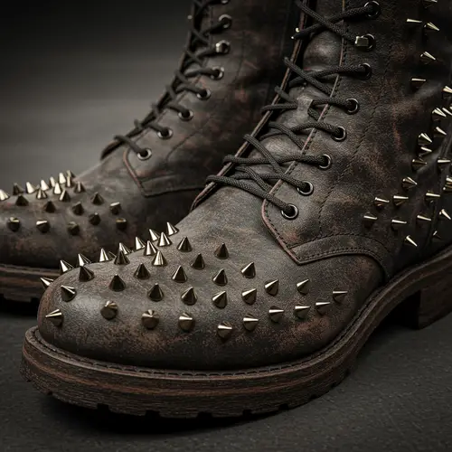 Punk Leather Spiked Boots - Shop Now