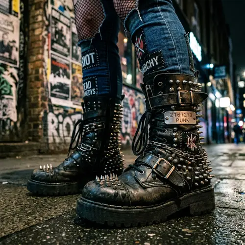 Punk Leather Spiked Boots - Shop Now