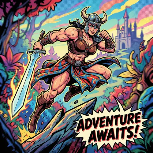Dynamic Futa Warrior in Vibrant Comic Style