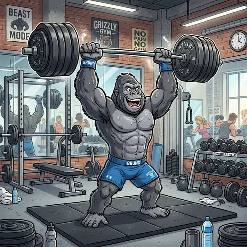 Cartoon Gorilla Workout in Gym | Weightlifting Session