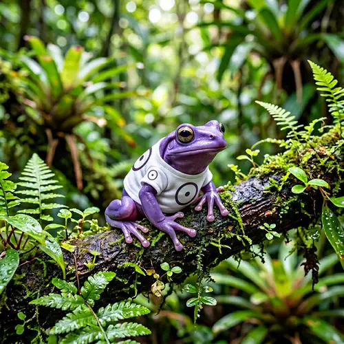 Purple Frog Wearing Monad T-Shirt - Unique Amphibian Style