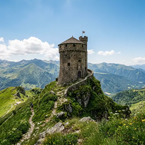 Majestic Medieval Tower on Mountain Sanctuary