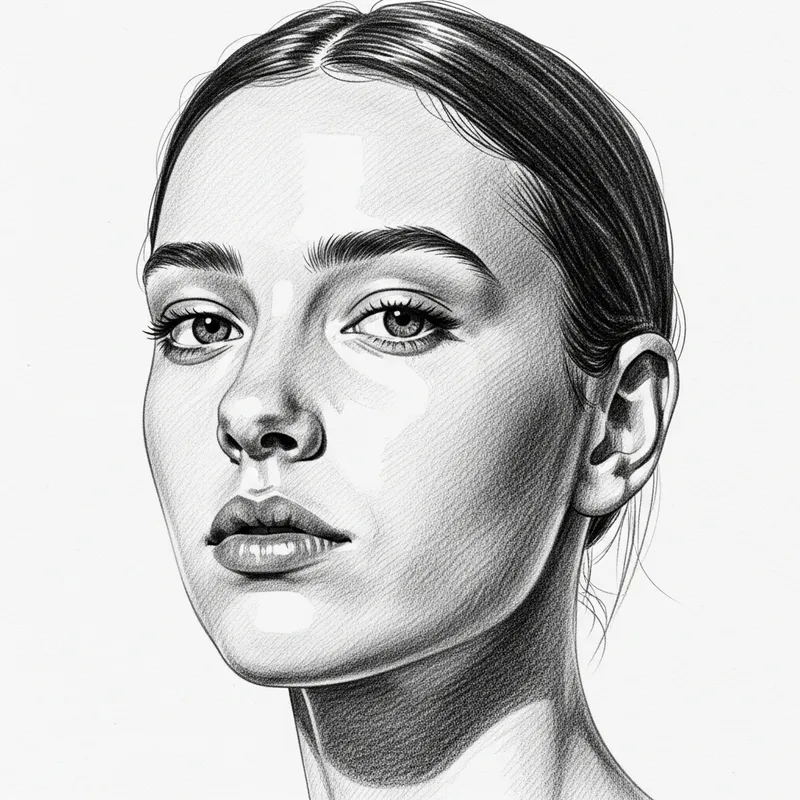 Hyper Realistic Black and White Pencil Sketch Portrait
