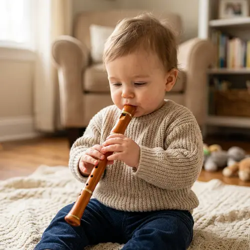 Enchanting Baby Playing Flute - Musical Activity Image