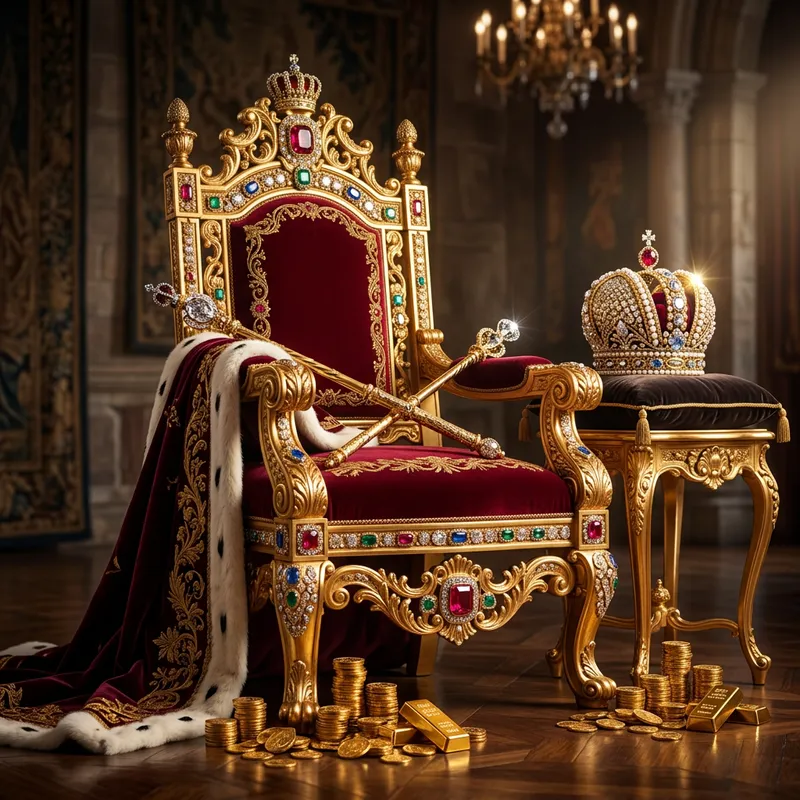 1 Million Dollar Throne: Opulent Gold Crown & Wealth Symbolism