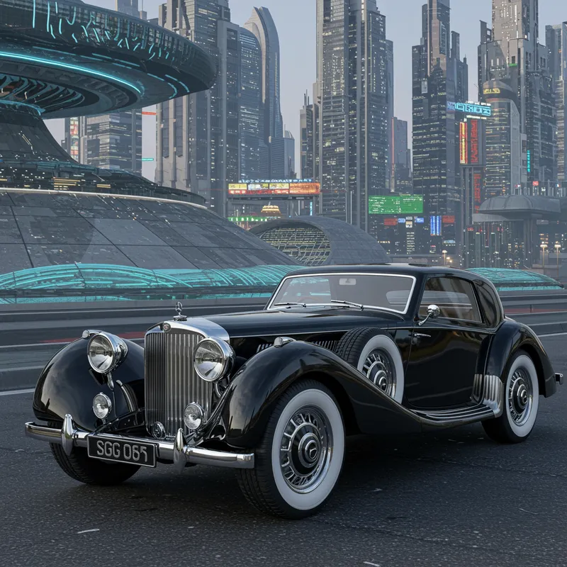 Futuristic City with Classic Car Renderings