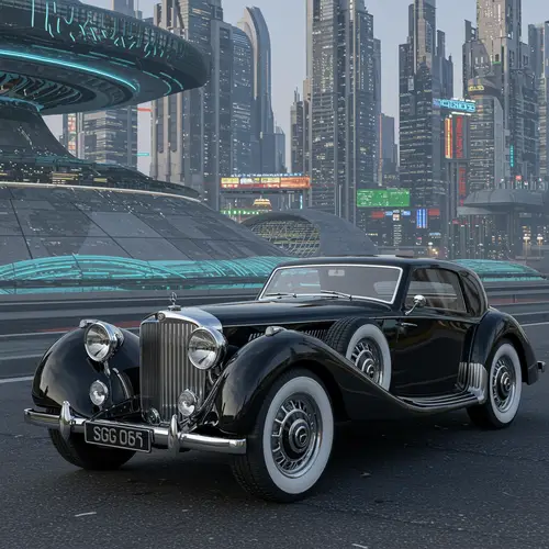 Futuristic City with Classic Car Renderings