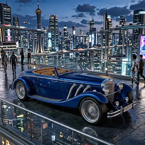 Futuristic City with Classic Car Renderings