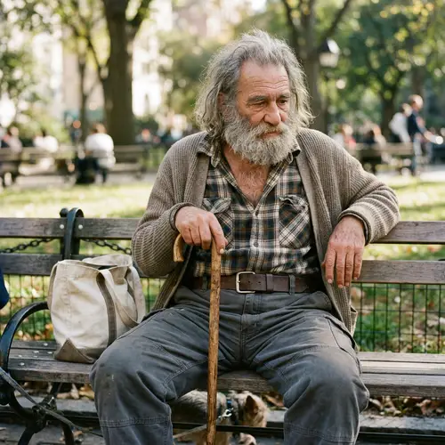 Extremely Hairy Old Man with Bulging Crotch