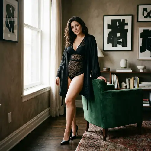 Sensual Woman in Black Lingerie | Alluring Portrait