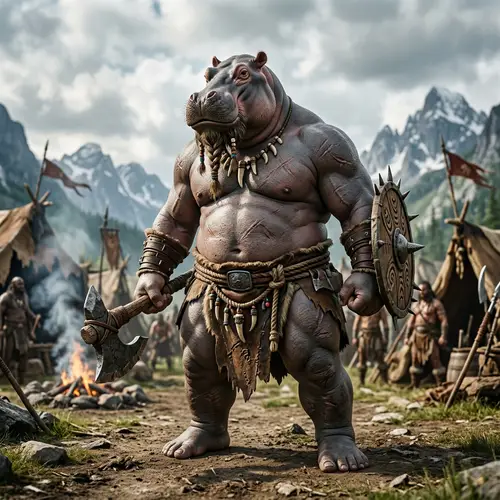 Humanoid Hippo Barbarian: Sumptuous Strength