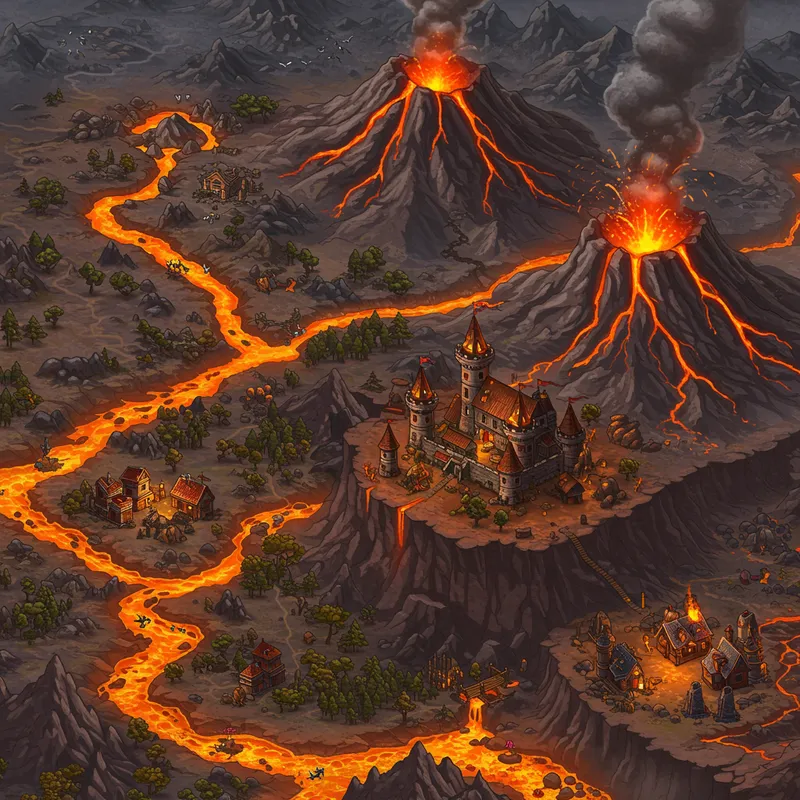 Detailed Volcanic Game Map Design Detailed Volcanic Game Map Design