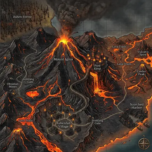 Detailed Volcanic Game Map Design