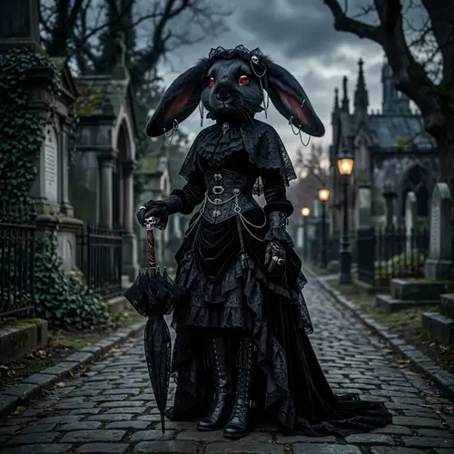 Gothic Female Bunny: Dark Gothic Fashion with Mysterious Charm