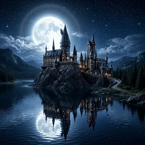 Ethereal Black Crystal Castle in Enchanting Landscape