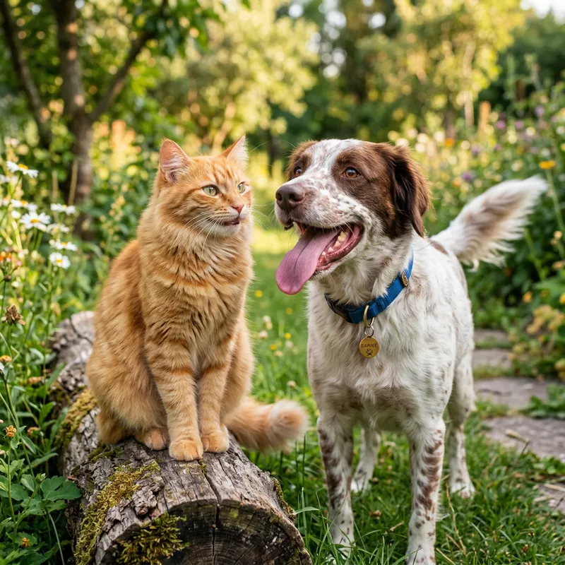 Whimsical Interspecies Friendship: Cat and Dog Harmony