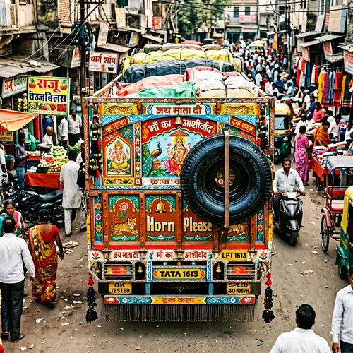 Authentic Indian Truck with Ornamental Embellishments | Vibrant Colors