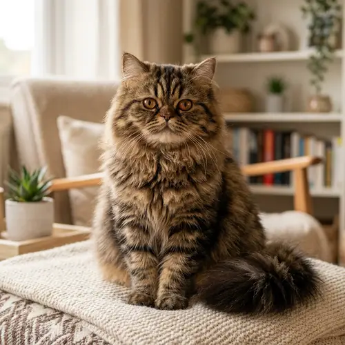 Brown Striped Persian Cat - Cute Feline Companion