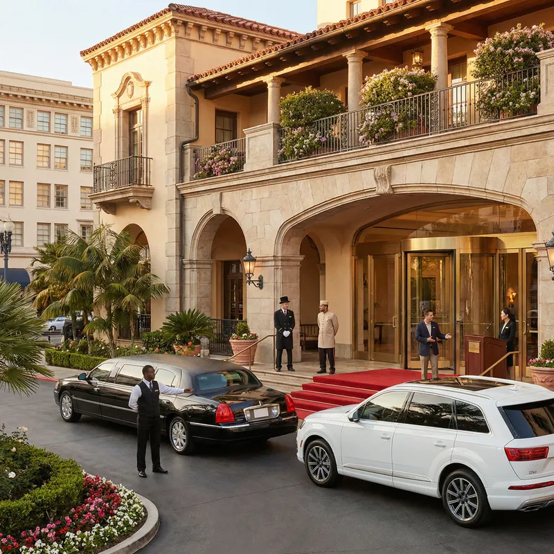 Luxury Hotel Scene: Opulent Architecture and Grand Entrance Luxury Hotel Scene: Opulent Architecture and Grand Entrance