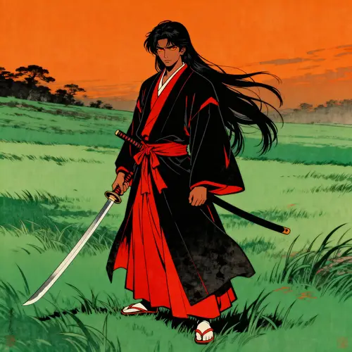 South Asian Samurai in Modern Anime Style