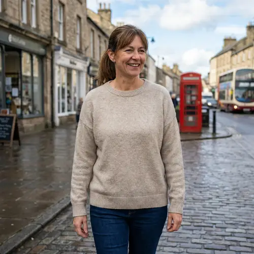 Charming 40-Year-Old Caucasian Woman in UK Urban Setting