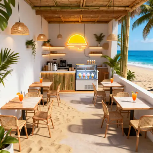 Tropical Minimalist Ice Cream & Bubble Tea Shop