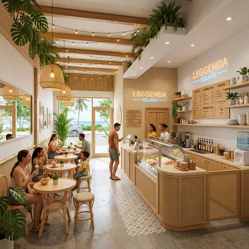 Tropical Minimalist Ice Cream & Bubble Tea Shop