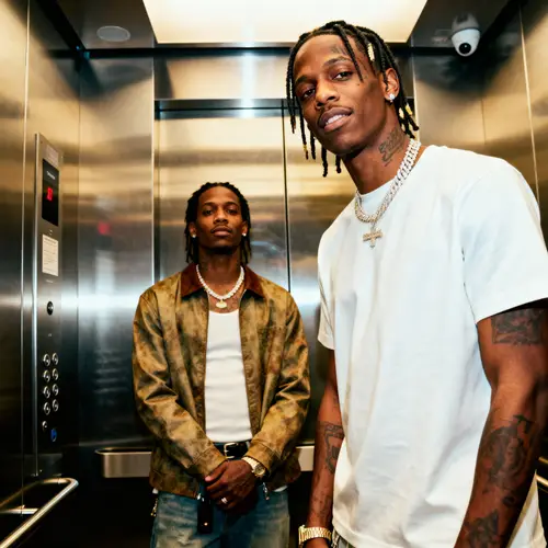Elevator Photo with Travis Scott