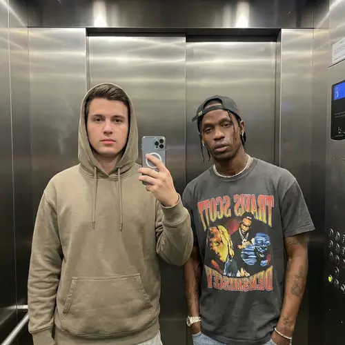Elevator Photo with Travis Scott