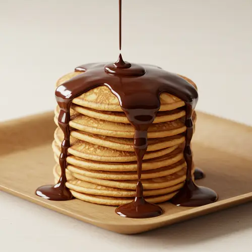 Delicious Mini Pancakes with Chocolate Syrup