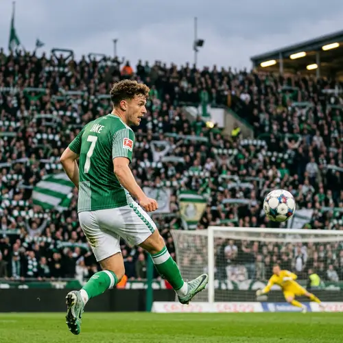 Jake - Soccer Player Number 7 | Striking Goalpost in Packed Stadium