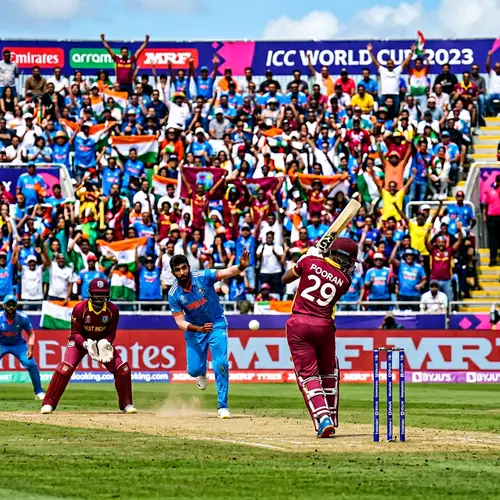 Intense Cricket World Cup Match - Diverse Players in Action