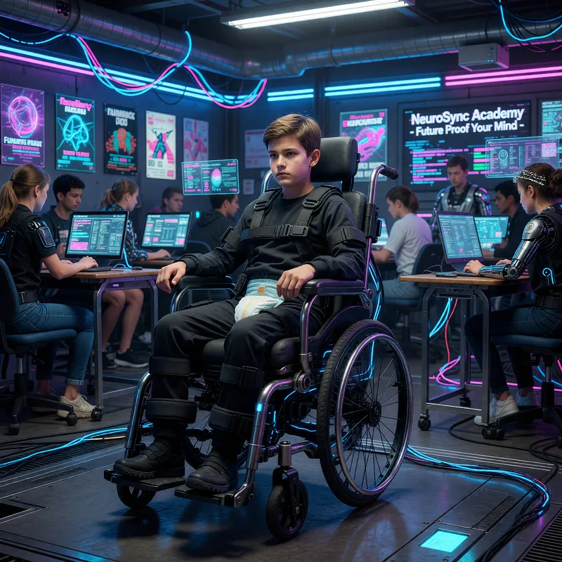 Cyberpunk Child in Special Wheelchair Overview