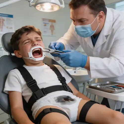 Distressing Dental Scene: Child's Painful Experience