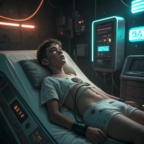 Cyberpunk Lab Experiment: Teen in Distress